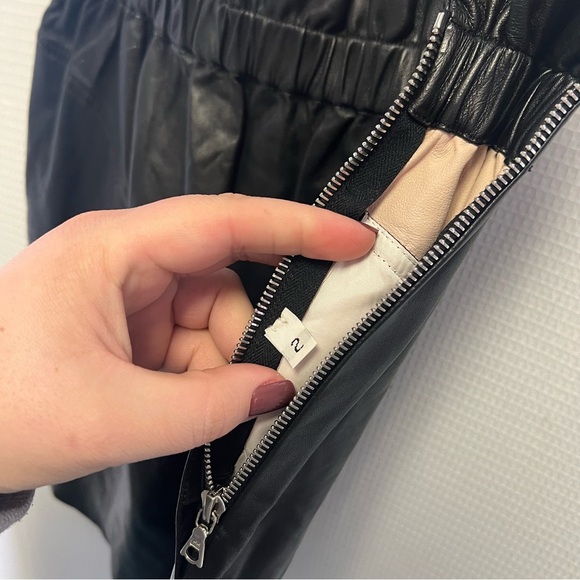 Adam Lippes | Black Leather‎ Skirt 2 Woman's Capsule Lambskin - Picture 4 of 8